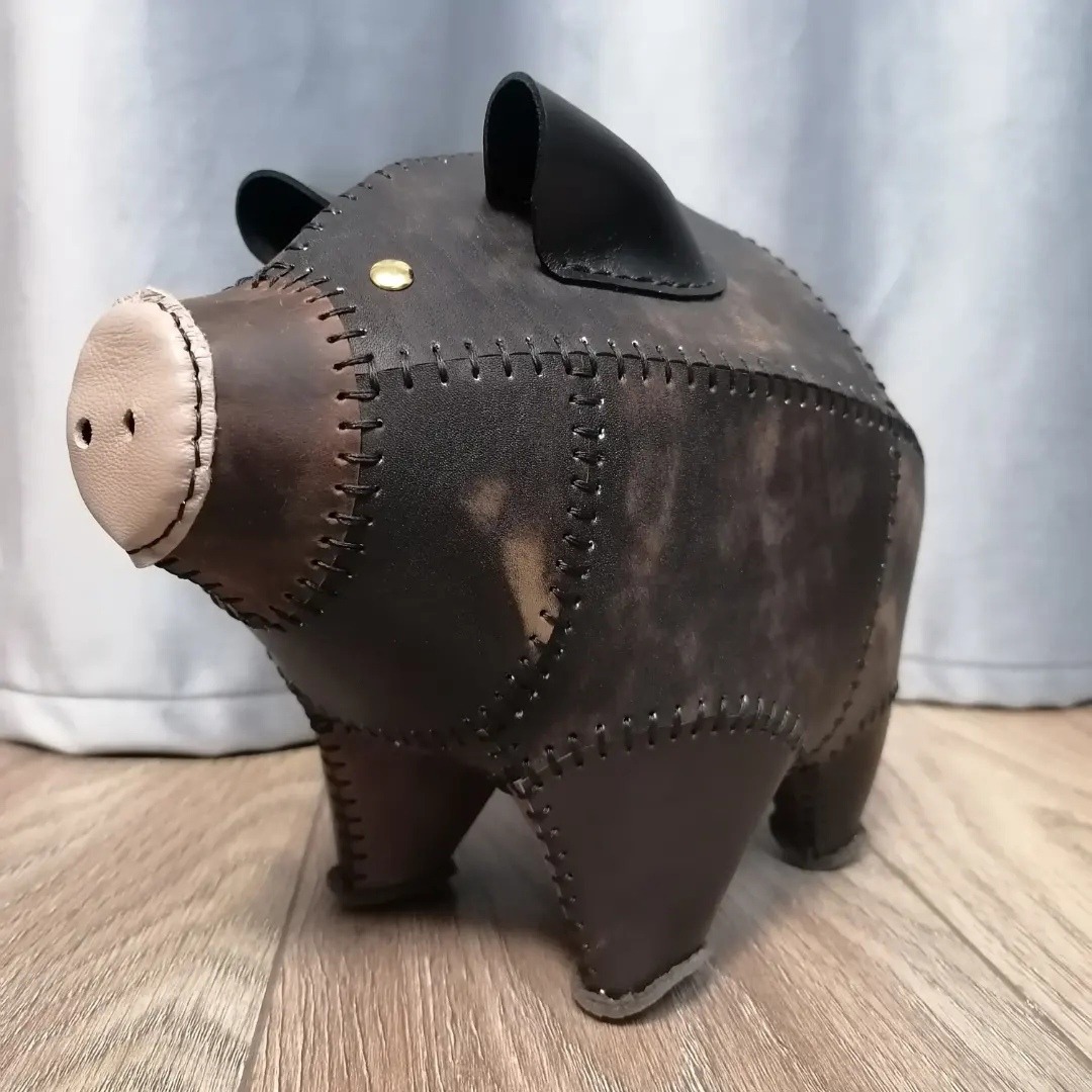 Выкройка кожаная копилка свинка